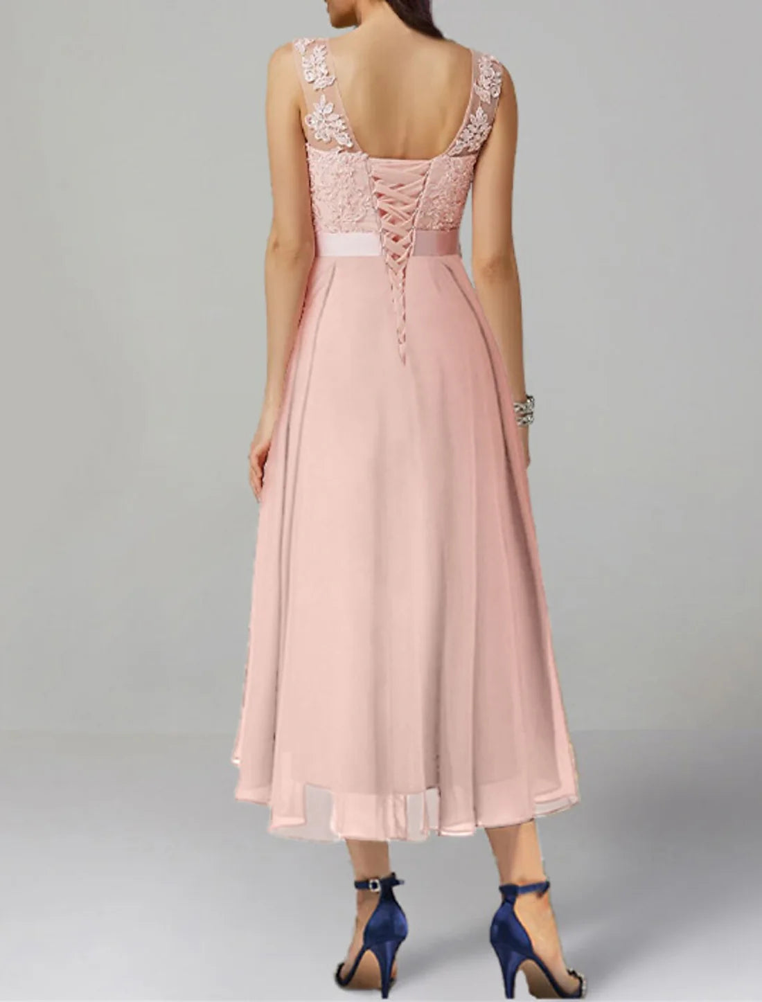 A-Line Cocktail Dresses Dress Wedding Guest Asymmetrical Sleeveless Jewel Neck Chiffon with Appliques