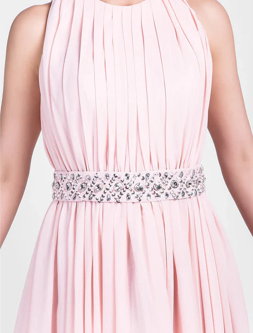 Ball Gown Cute Homecoming Cocktail Party  Sleeveless Knee Length Chiffon with Beading Draping