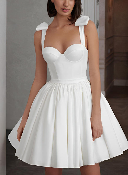 Sweet A-Line Sweetheart Sleeveless Short Satin Wedding Dresses Sexy