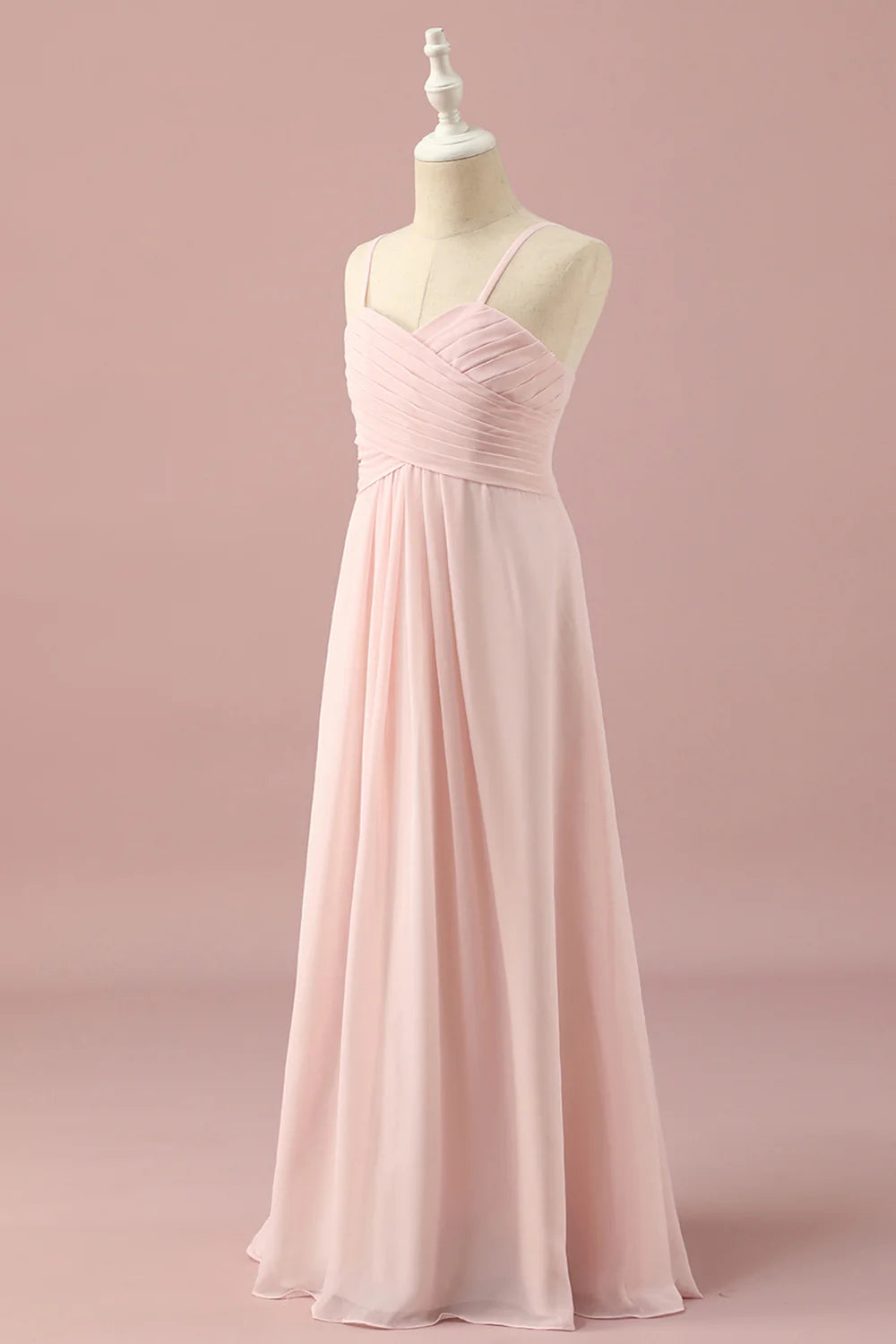 A-Line Neck Criss Cross Spaghetti Straps Chiffon Bridesmaid Dress