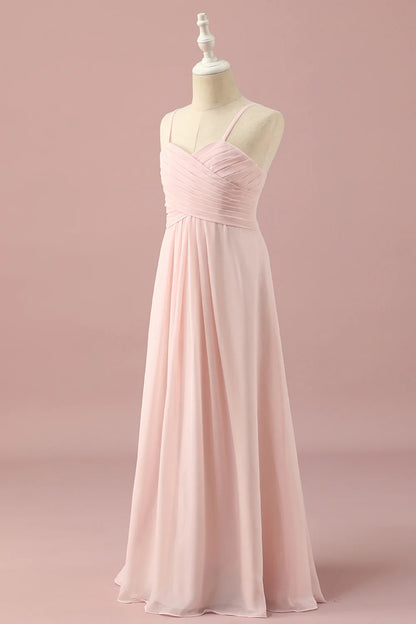 A-Line Neck Criss Cross Spaghetti Straps Chiffon Bridesmaid Dress