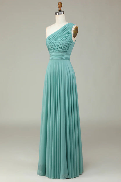 A-Line One Shoulder Floor Length  Bridesmaid Dress