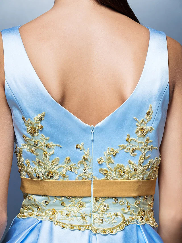 A-Line Special Occasion Dresses Party Dress Wedding Guest Knee Length Long Sleeve Off Shoulder Satin with Pleat