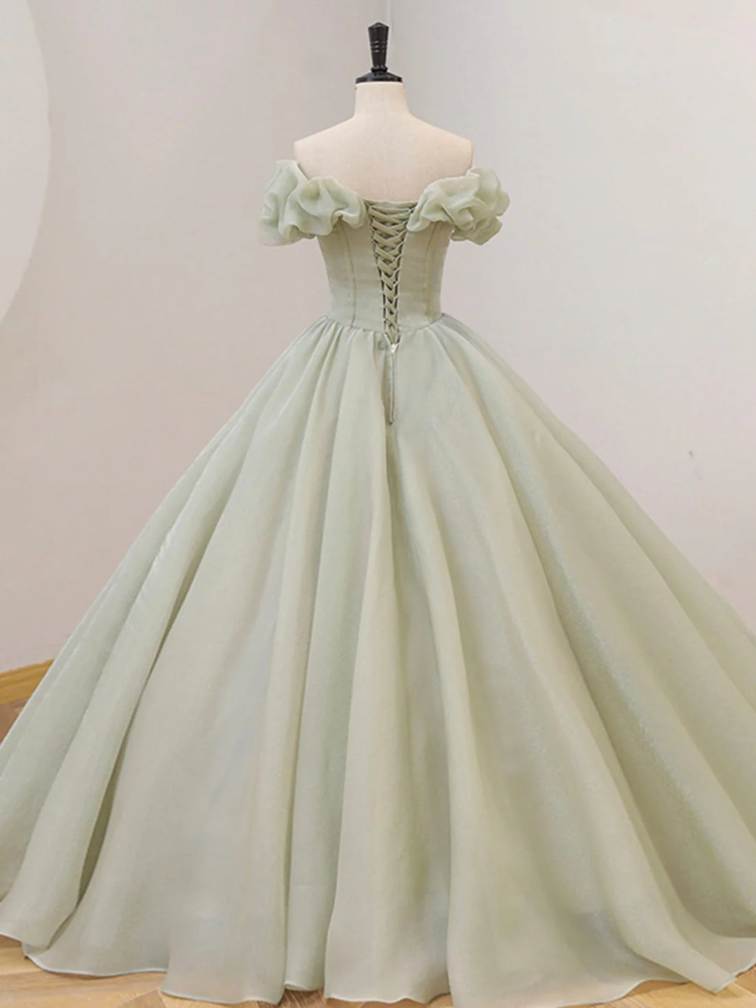 A-Line Ball Gown Quinceanera Dresses Princess Dress Long Prom Dress, Green Tulle Sweet 16 Dress with Beading Sequin