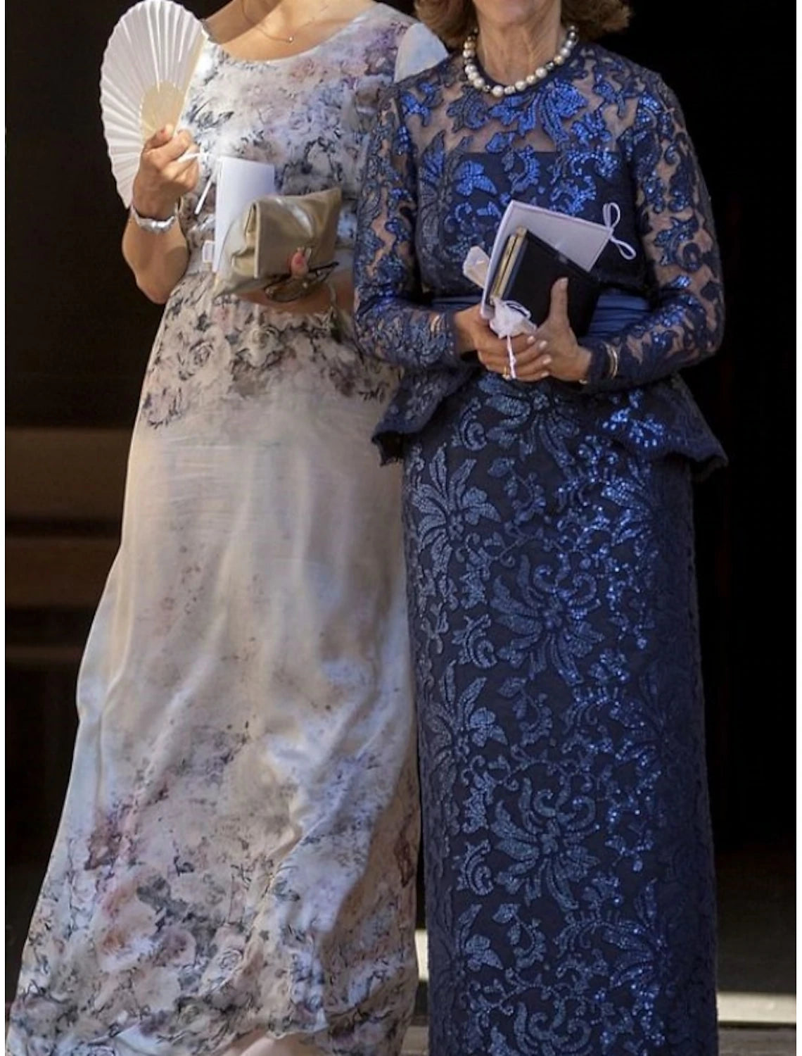 Sleek Glitter Sparking Jewel Neck Wedding Guest  Party Dress Ankle Length Sequined Long Sleeve Mother of the Bride Dress with Lace Ruffles