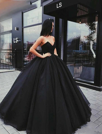 Black Wedding Dresses Formal Ball Gown Sweetheart Strapless Floor Length Satin Engagement Gothic Fall Halloween Bridal Gowns With Draping