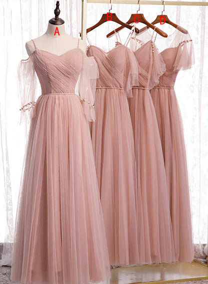 A-Line Scoop Neck Evening Party Dresses Tulle Long Prom Dresses