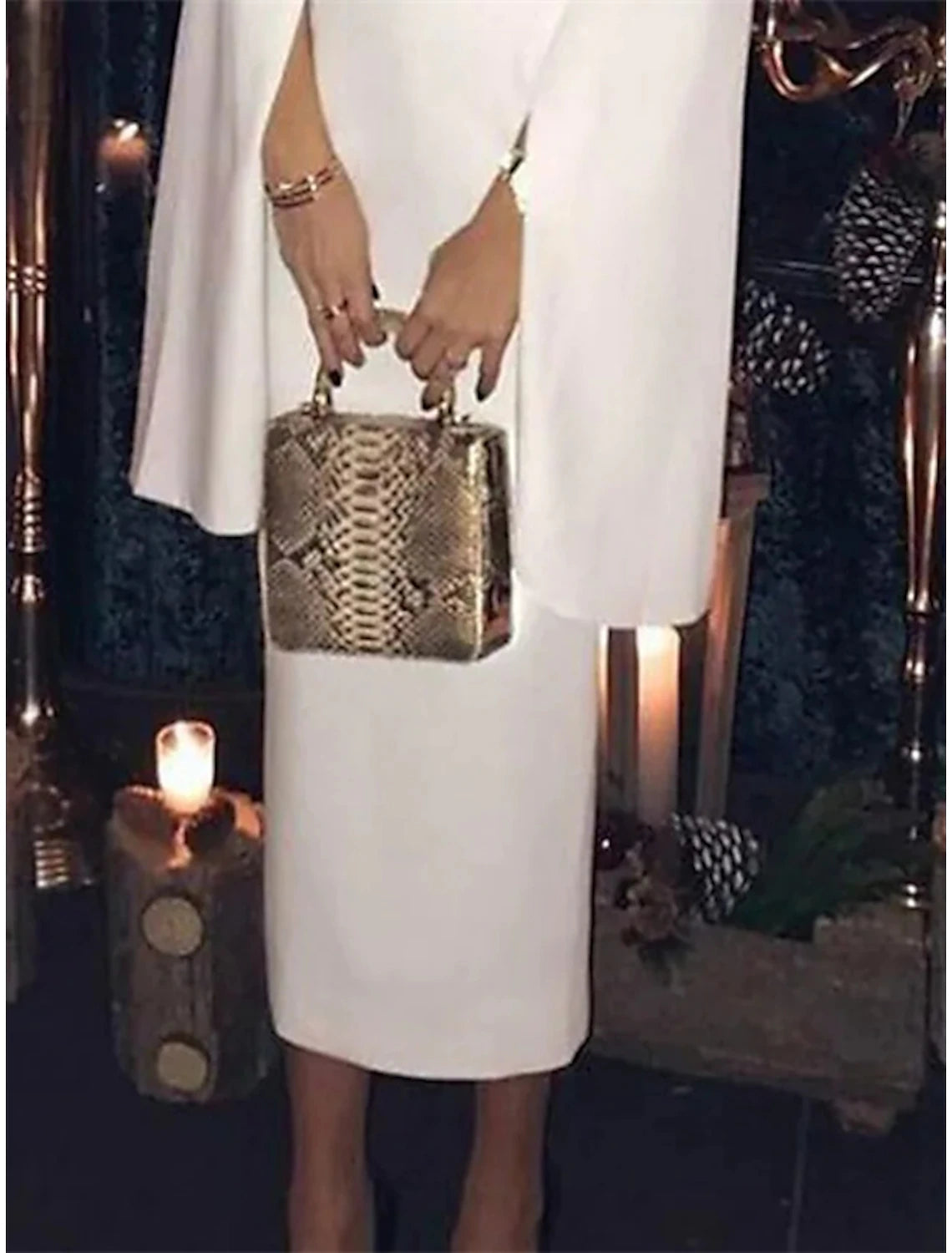 Sheath / Column Wedding Guest Dresses Open Back Dress Party Wear Wedding Party Tea Length Long Sleeve Jewel Neck Fall Wedding Reception Satin Backless with Pure Color