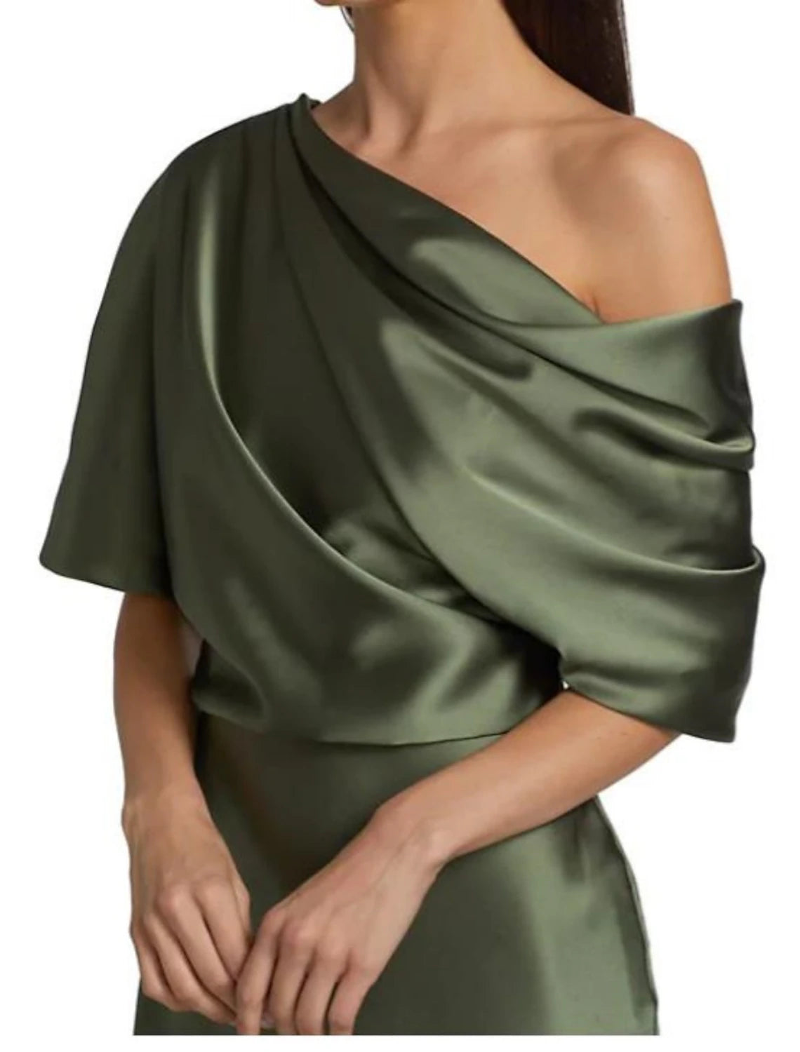 Sheath / Column Mother of the Bride Dress Off Shoulder Sweep / Brush Train Satin Half Sleeve with Ruching