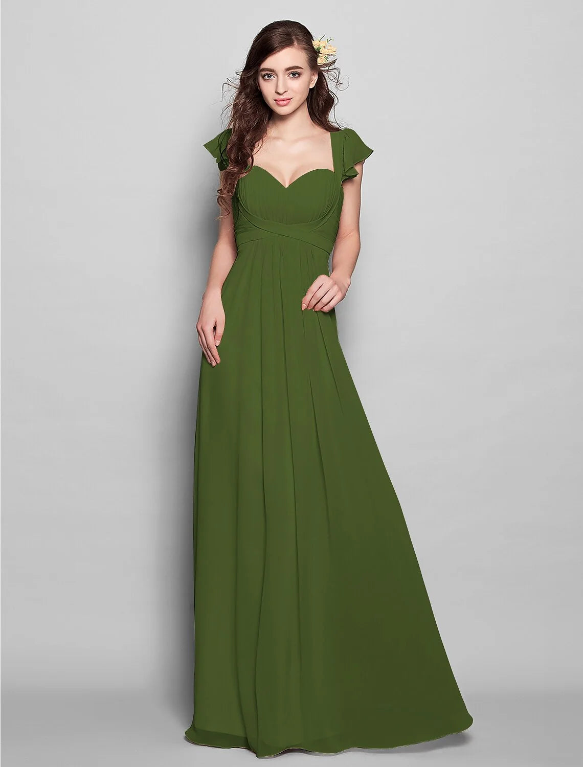 Sheath / Column Straps Floor Length Chiffon Bridesmaid Dress with Sash / Ribbon / Pleats