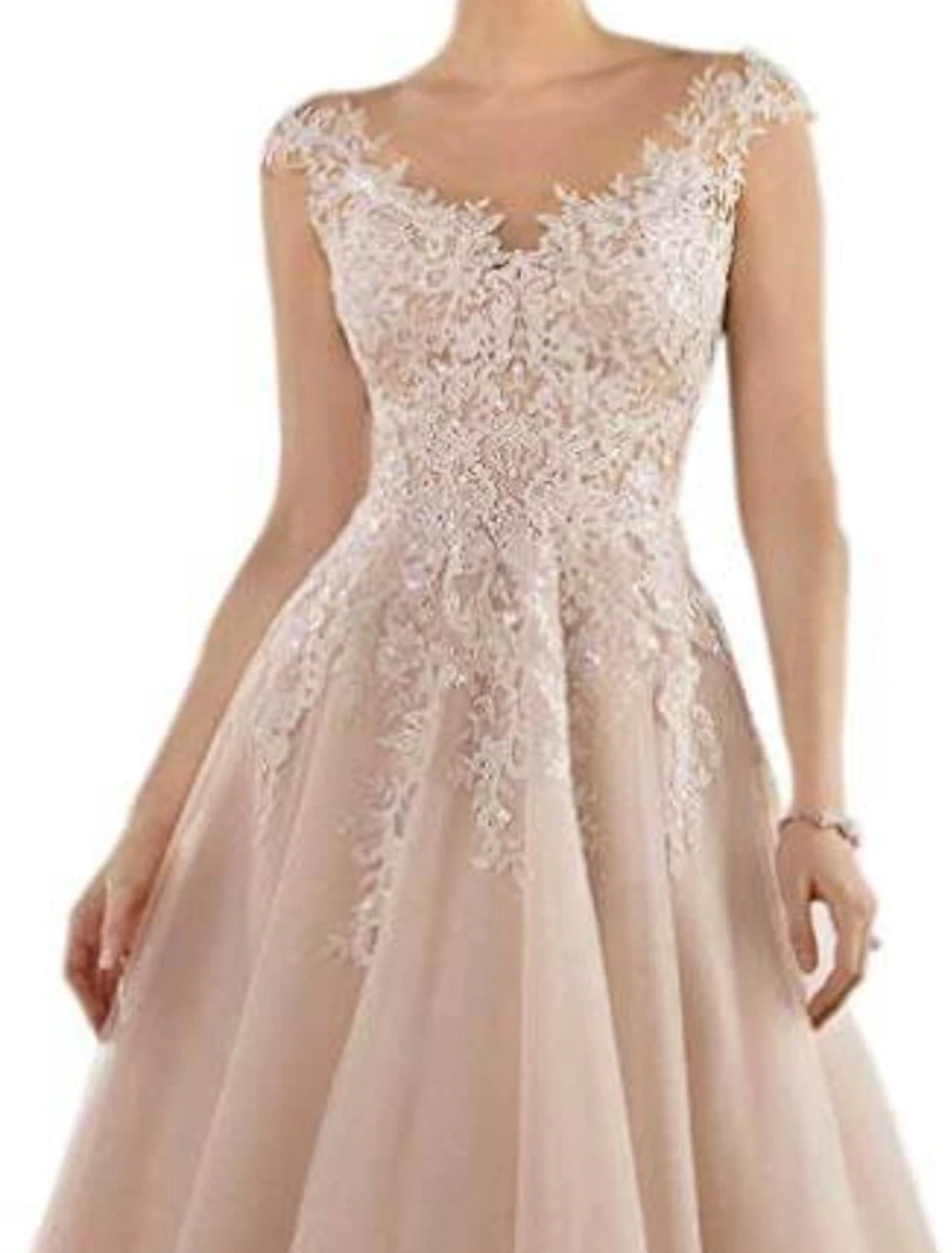 A-Line  V Neck Tea Length Wedding Guest Party Dress   Lace Tulle Sleeveless Mother of the Bride Dress with Pleats Appliques