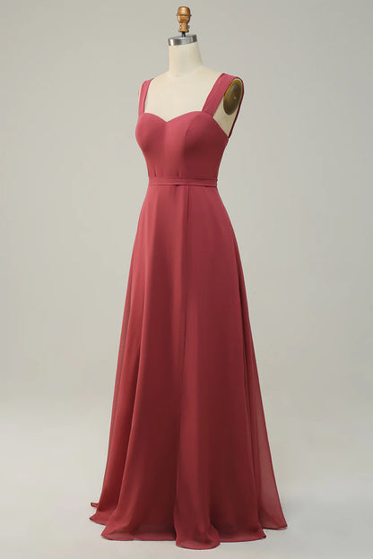 A Line Sleeveless Long Bridesmaid Dress With Slit